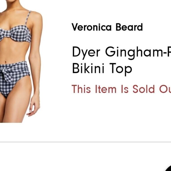 2 Piece Veronica Beard black and whiteGingham Bikini set - Picture 12 of 15